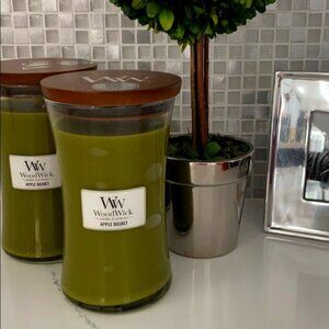 *~* WoodWick Apple Basket Candle ~ Crackles ~ Green ~ Christmas Holiday *~*